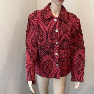 Vintage MORE by Lata 100% cotton textured Aztec designer jacket, excellent cond.